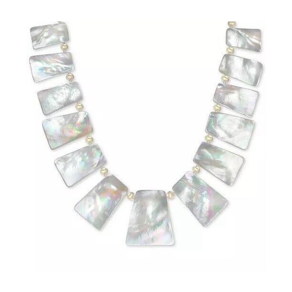 18K Gold Vermeil Mother Of Pearl Necklace Pearls Luxury Stunning Women's Fashion